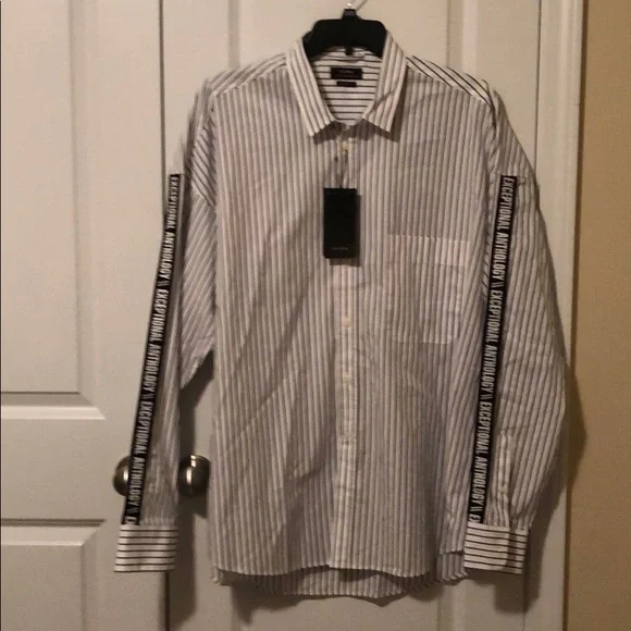 White with black stripes dress shirt - Picture 1 of 3